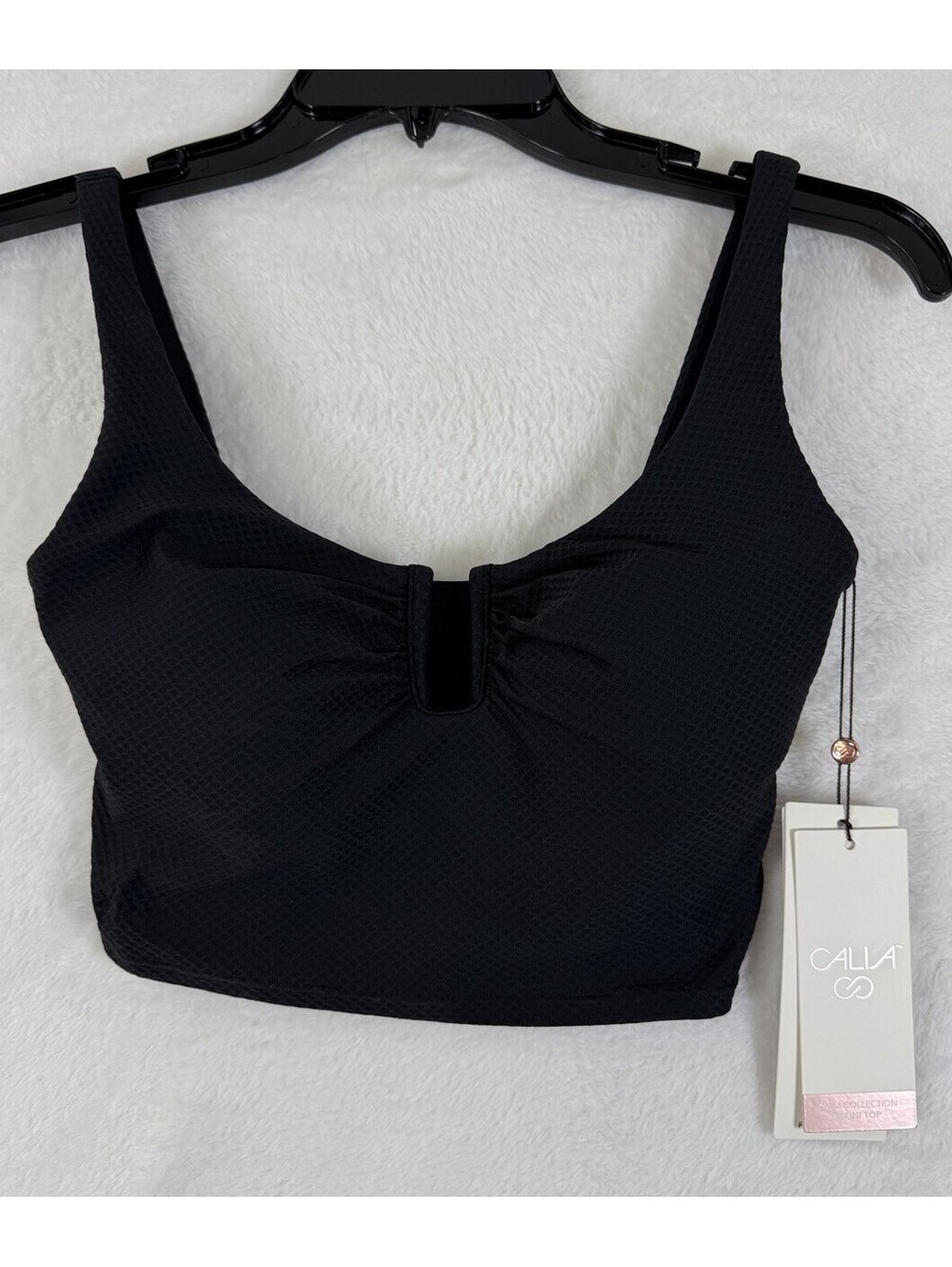 Calia Bikini Top XS Longline Black U Bar Swimsuit Womens Swimwear New NWT